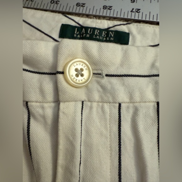 Ralph Lauren Pants Women size 6 Ivory Navy Stripe Andover Twill Mid Rise Pants - Picture 7 of 11
